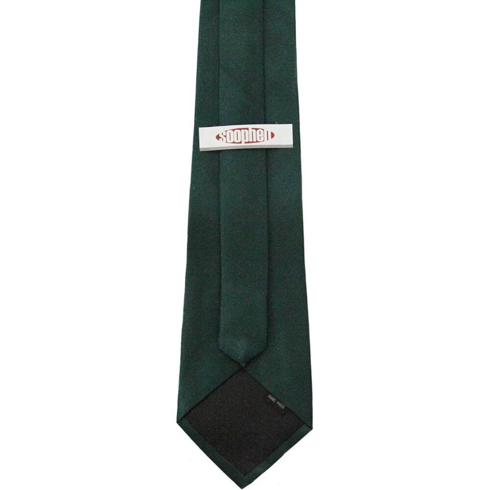 Men's Hunter Green Solid Pure Color 3.75" Imported Satin Formal Neck Ties - Picture 2 of 2